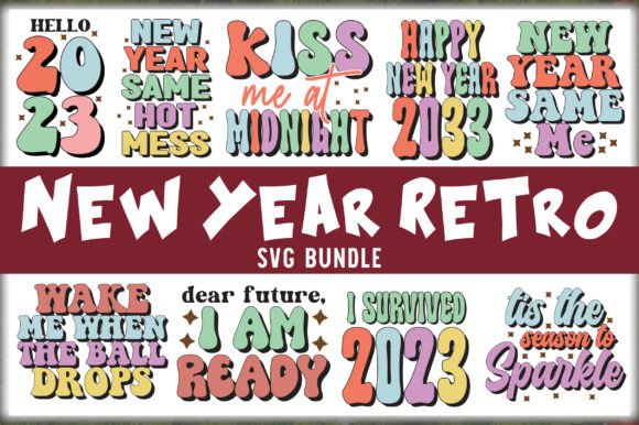 Free New Year Retro SVG Bundle