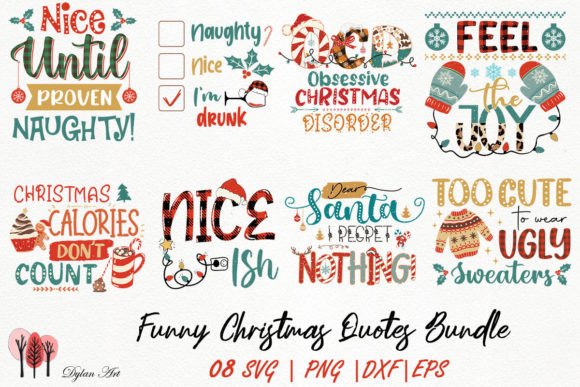 Funny Christmas Quotes Bundle: Graphics for Crafts