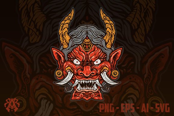 Japanese Oni Ghost Vintage Illustration Graphics