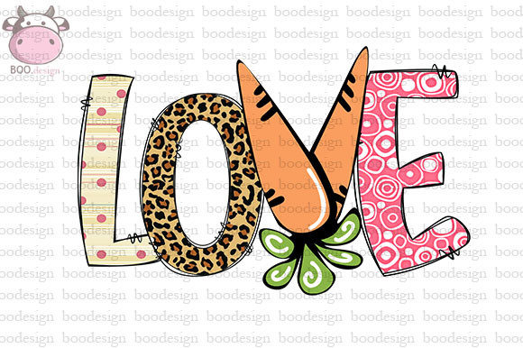 Love Carot Easter Sublimation Print for Crafts and Graphics